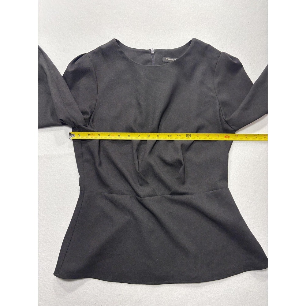 Banana Republic Top Womens 6 Black Long Sleeve Crew Neck Blouse Office City - Picture 6 of 9